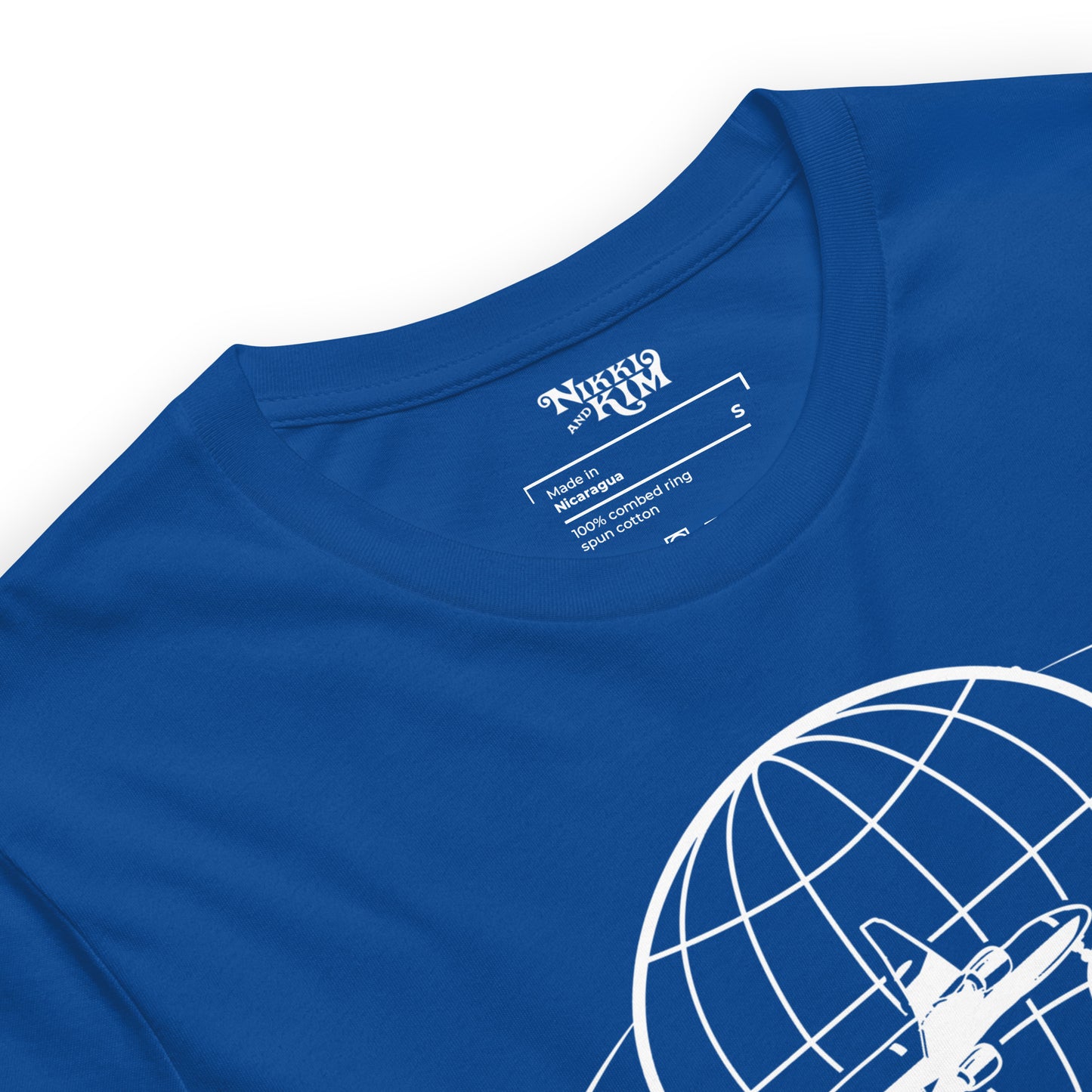 Blue Graphic T-Shirt with Air Xanadu Logo Inspired by the Olivia Newton-John 80’s Roller Disco Movie