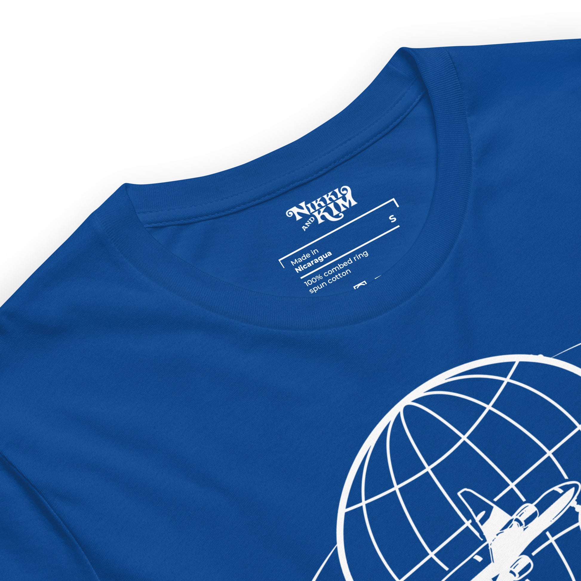 Blue Graphic T-Shirt with Air Xanadu Logo Inspired by the Olivia Newton-John 80’s Roller Disco Movie