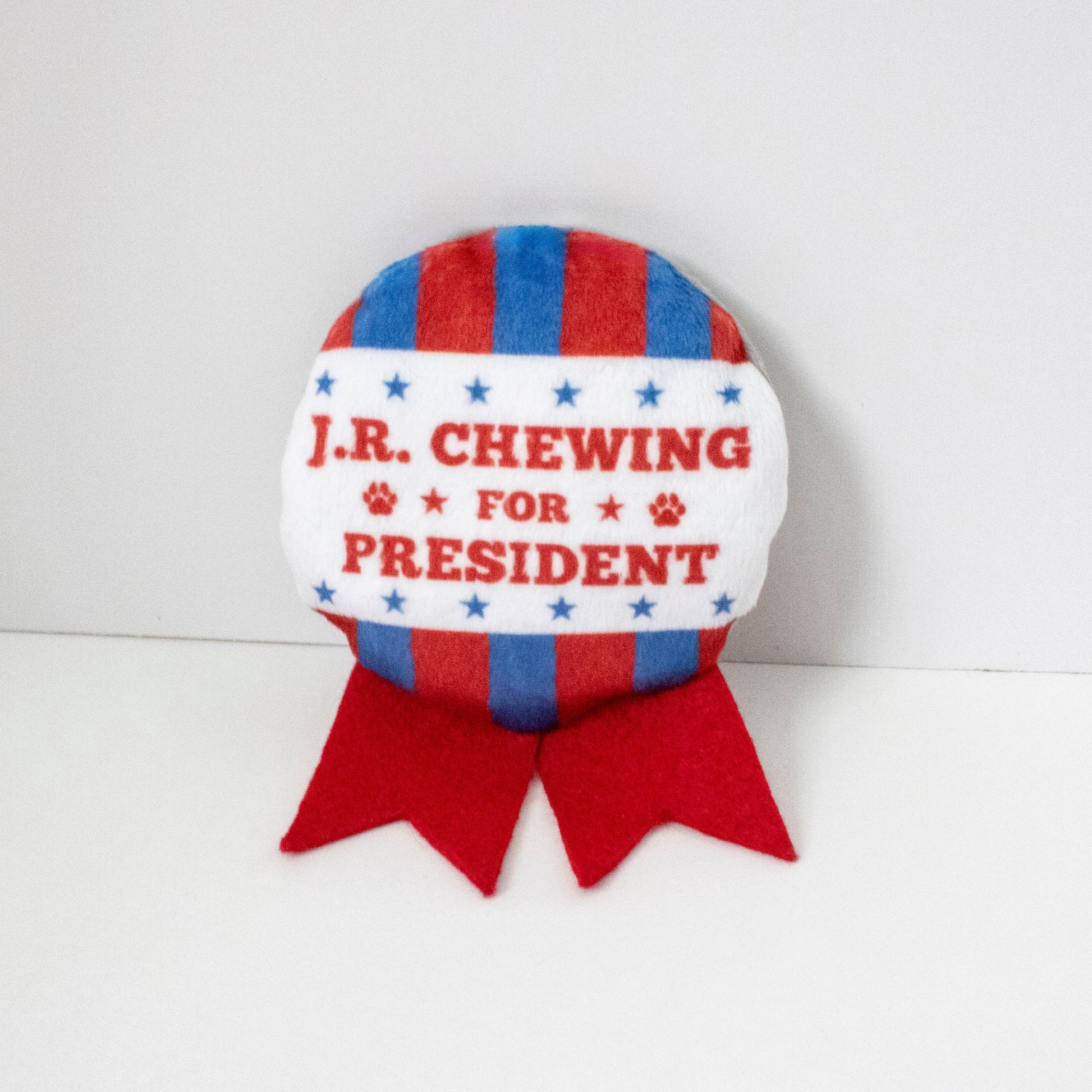 Single Election Campaign Button Dog Toy with JR Chewing For President of Dallas TV Series