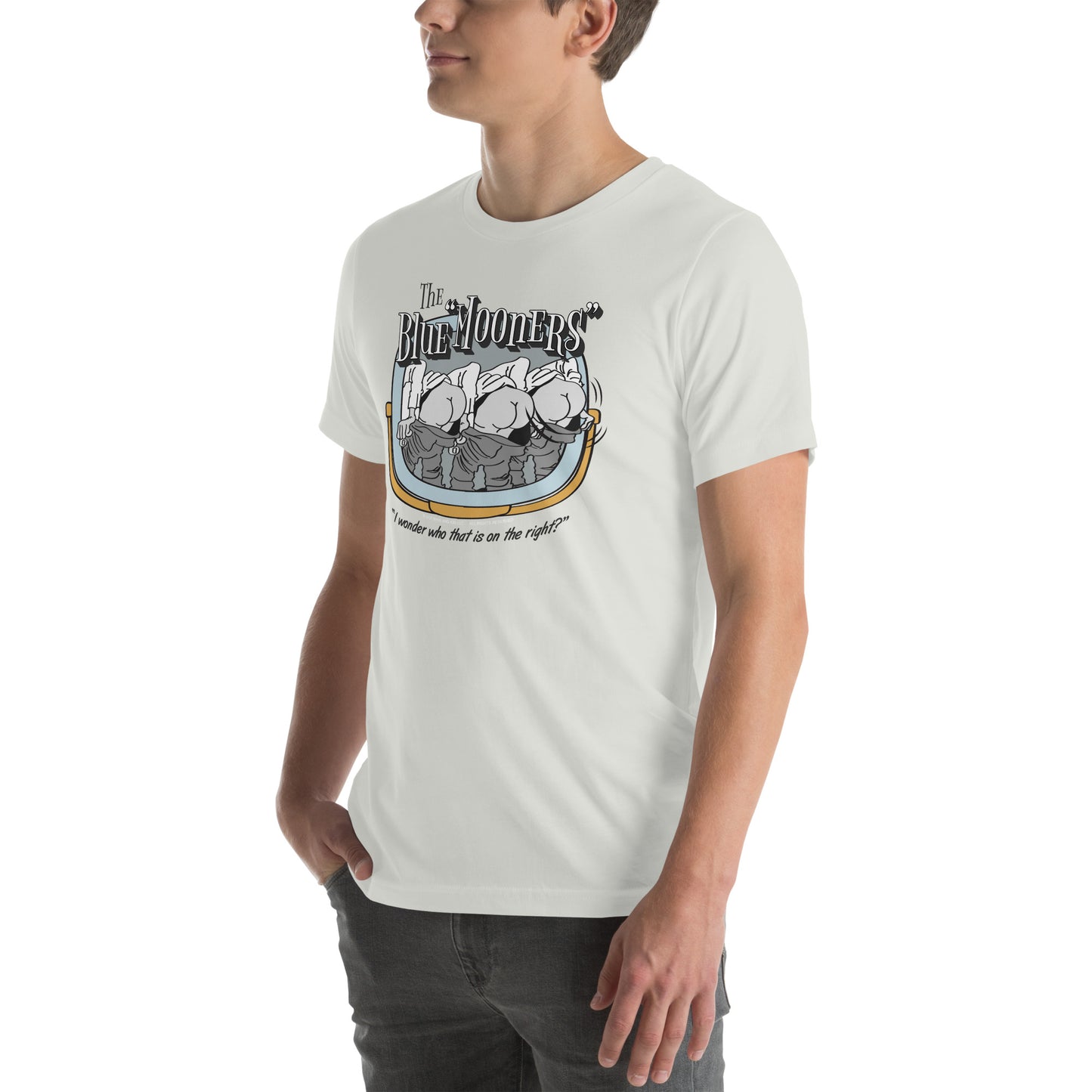 Man Wearing Graphic T-Shirt of Grease Movie Blue Mooners