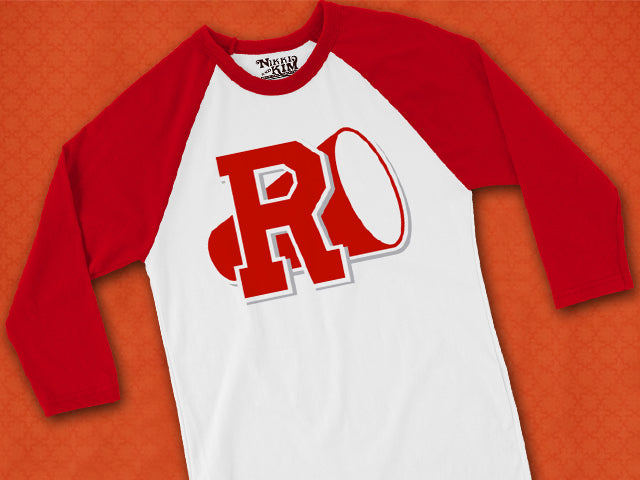 Graphic Raglan Shirt of Grease Movie Rydell High School Emblem Logo with Megaphone