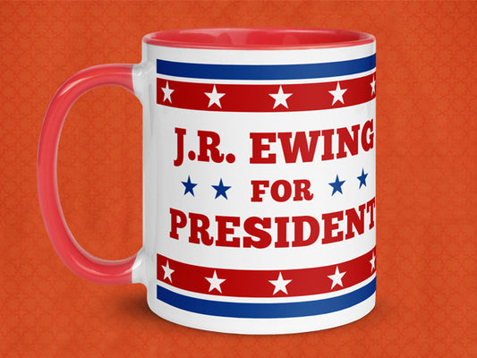 Left Side View of Election Mug with JR Ewing For President of Dallas TV Series