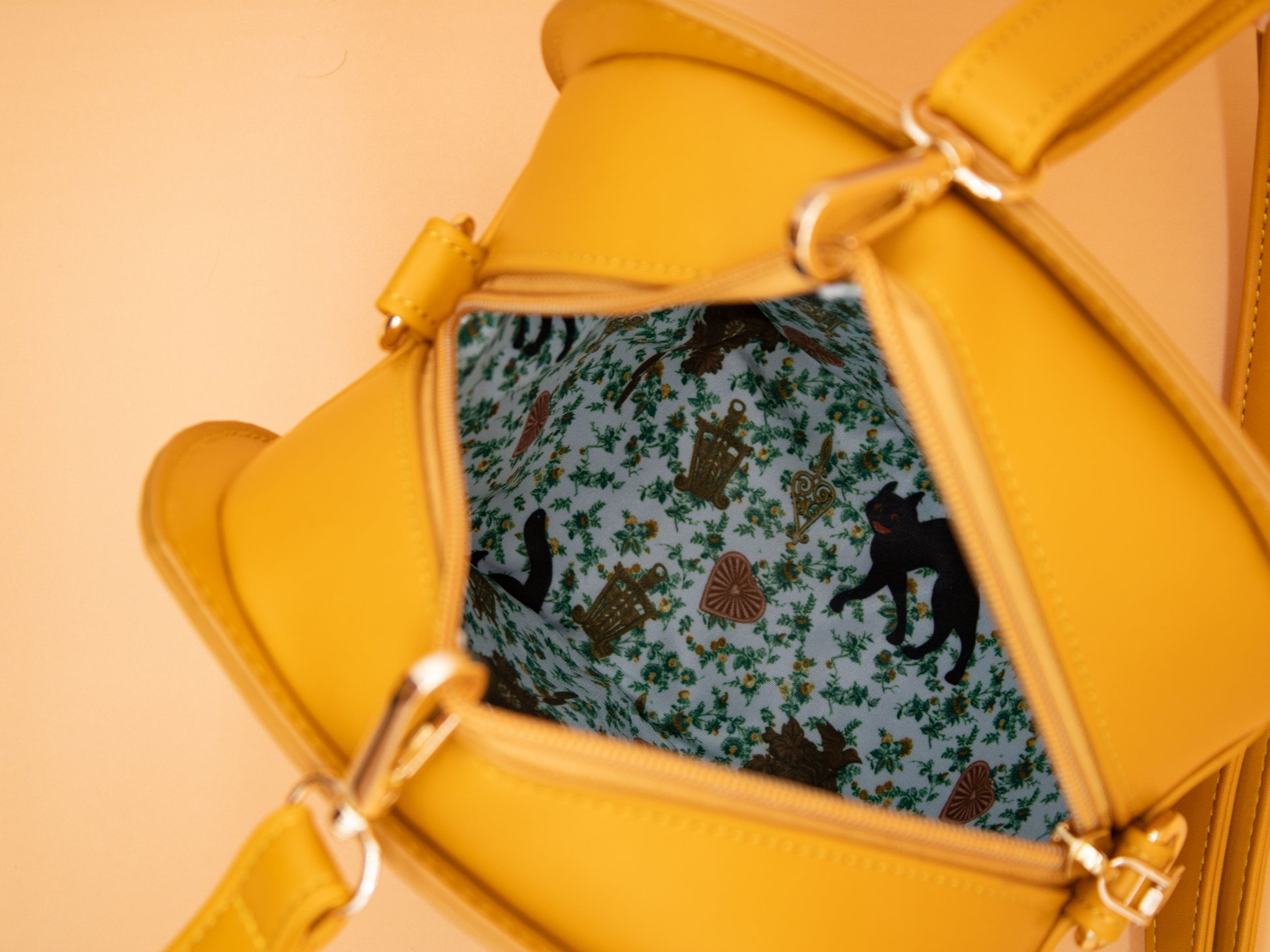 Interior Fabric Print of Novelty Purse in the Shape of a Pumpkin Inspired by Disney's Carousel of Progress