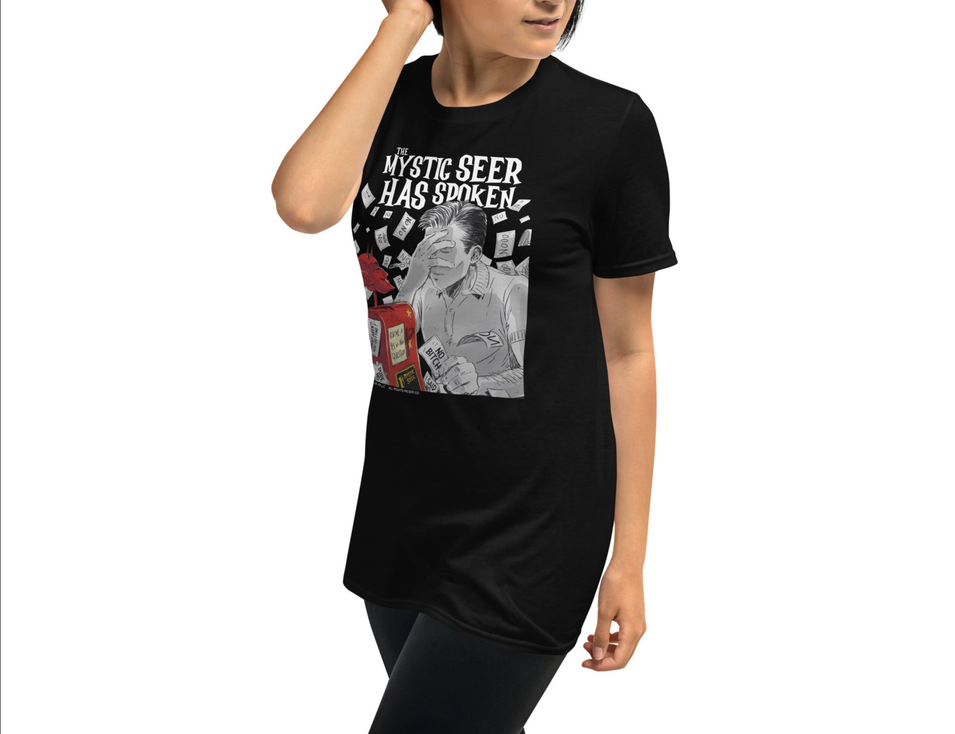 Woman Wearing T-Shirt of Twilight Zone TV Series Mystic Seer